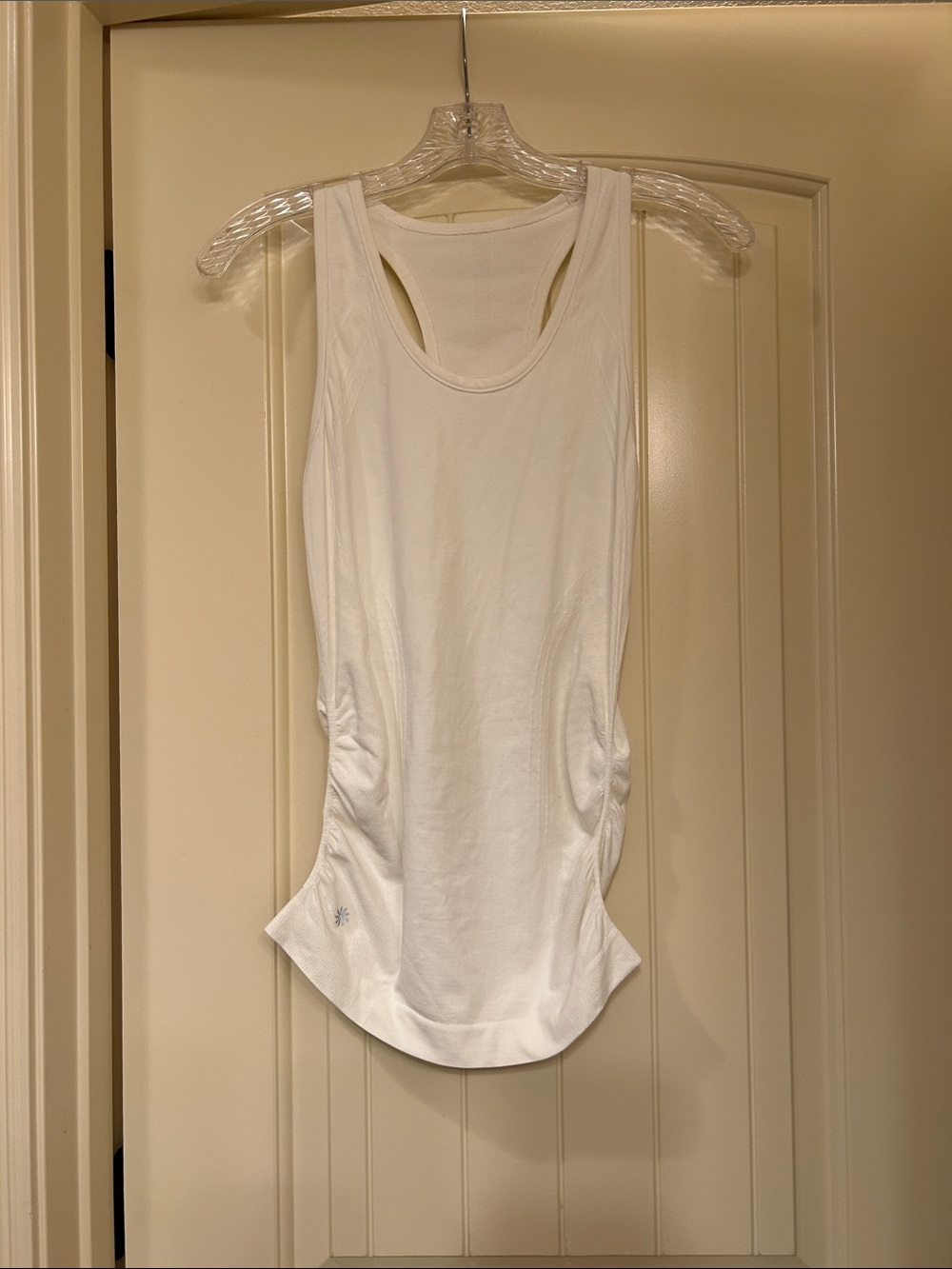 Athleta White Racerback Tank with Side Ruching